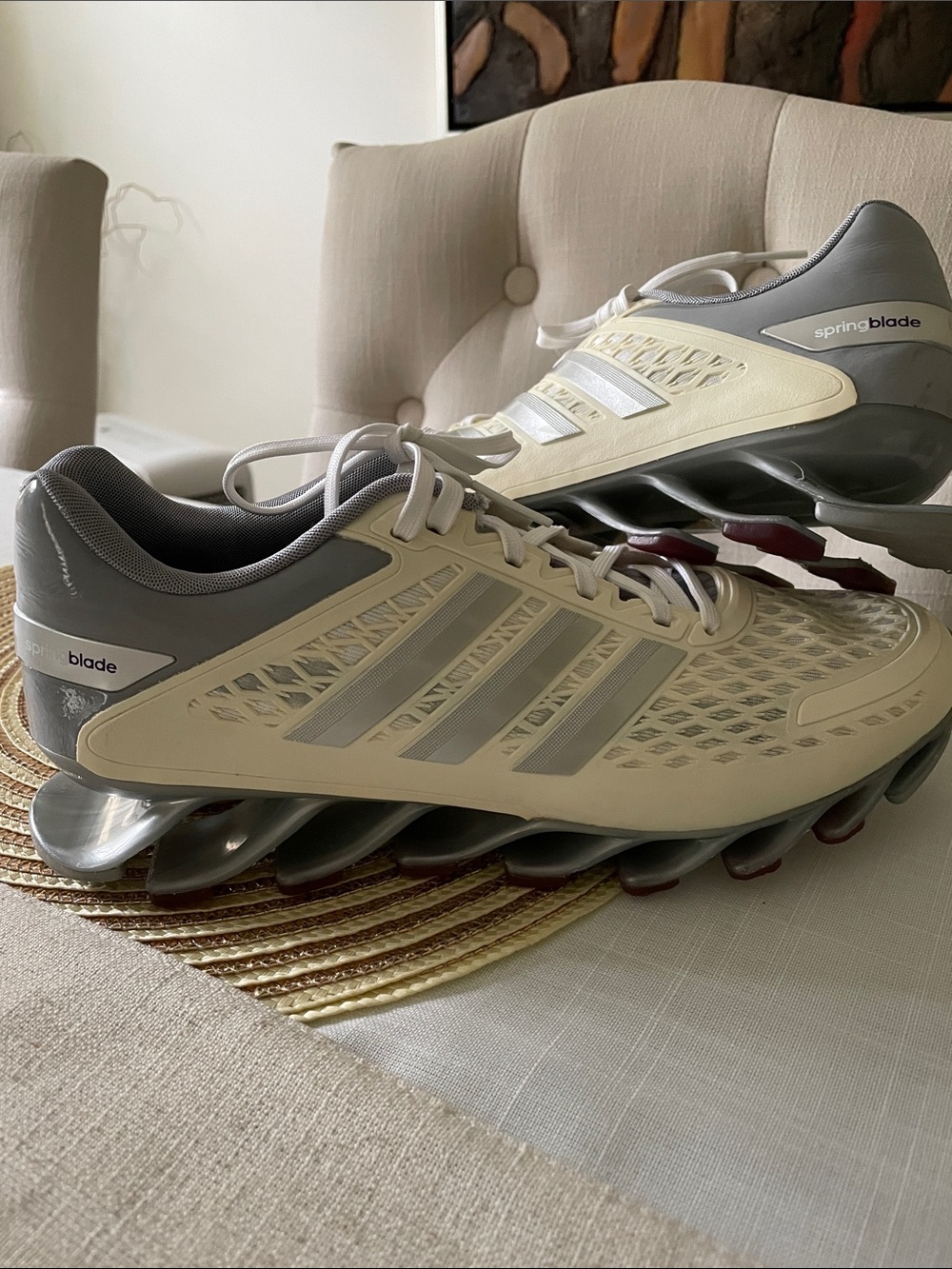 adidas women’s Springblade Running Shoes - Cream and Gray